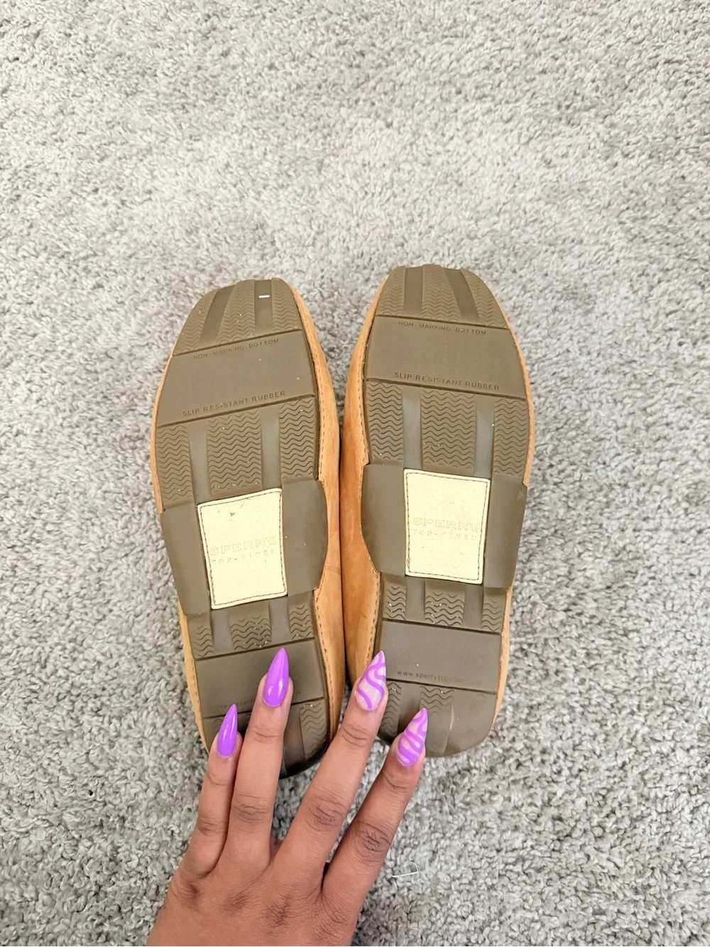 Sperry Orange-Tan Leather Moc Toe Boat Shoes